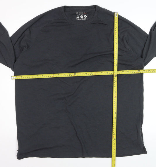 Mountain Warehouse Men’s Black 3XL Long Sleeve Merino Wool Top