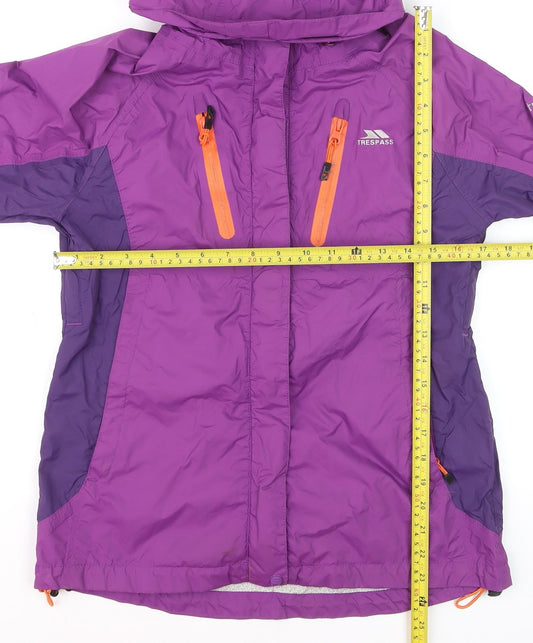 Trespass Womens Purple XS Waterproof Hooded Rain Coat with Taped Seams