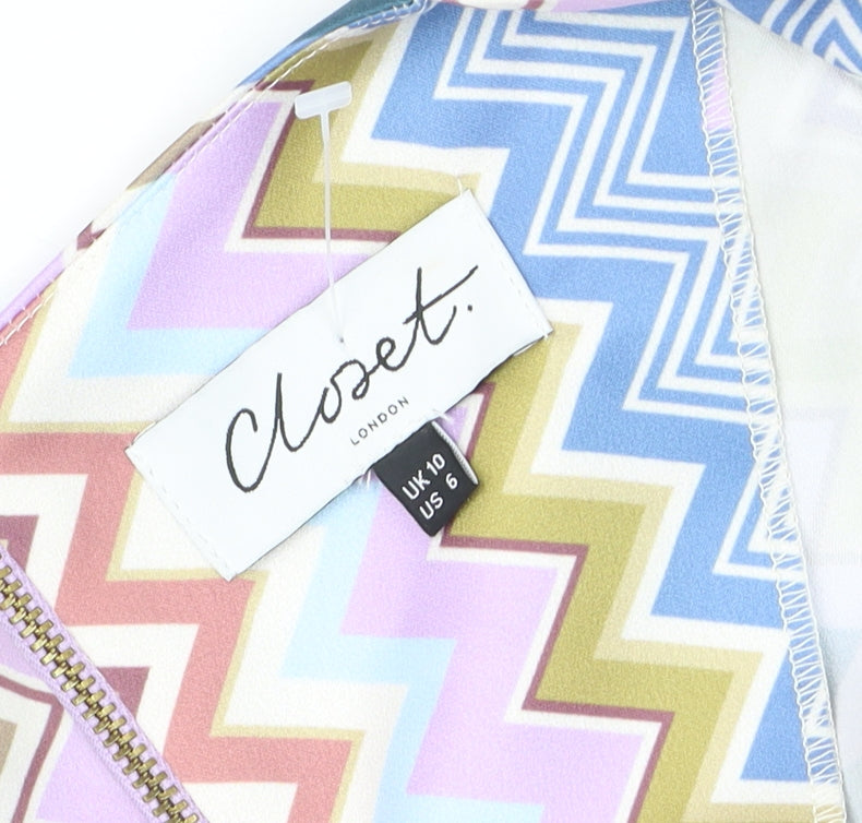 Closet London Women’s Multicoloured Chevron Midi Wrap Dress Size 10
