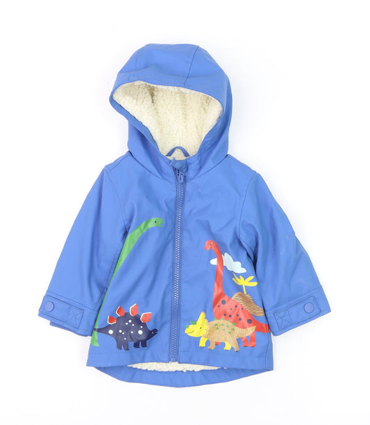 Marks & Spencer Blue Dinosaur Hooded Rain Coat 6-9 Months Unisex Baby