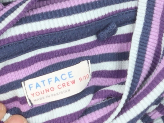 Additional view of FatFace girls’ purple striped long sleeve roll neck top age 9-10 years