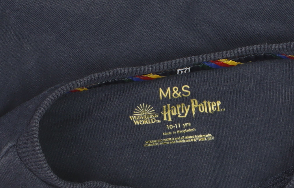 Additional view of Marks & Spencer girls’ blue harry potter hogwarts long sleeve t-shirt 10-11 years