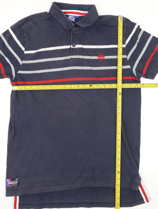 Reading FC Mens Blue Striped Polo Shirt Size L 100% Cotton