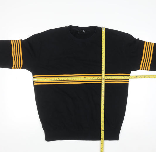 New Look Men Black & Yellow Striped Pullover Sweatshirt M