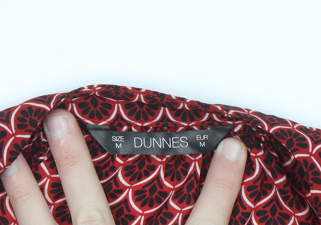 Dunnes Women’s Red Geometric Long Sleeve Polyester Blouse Size M