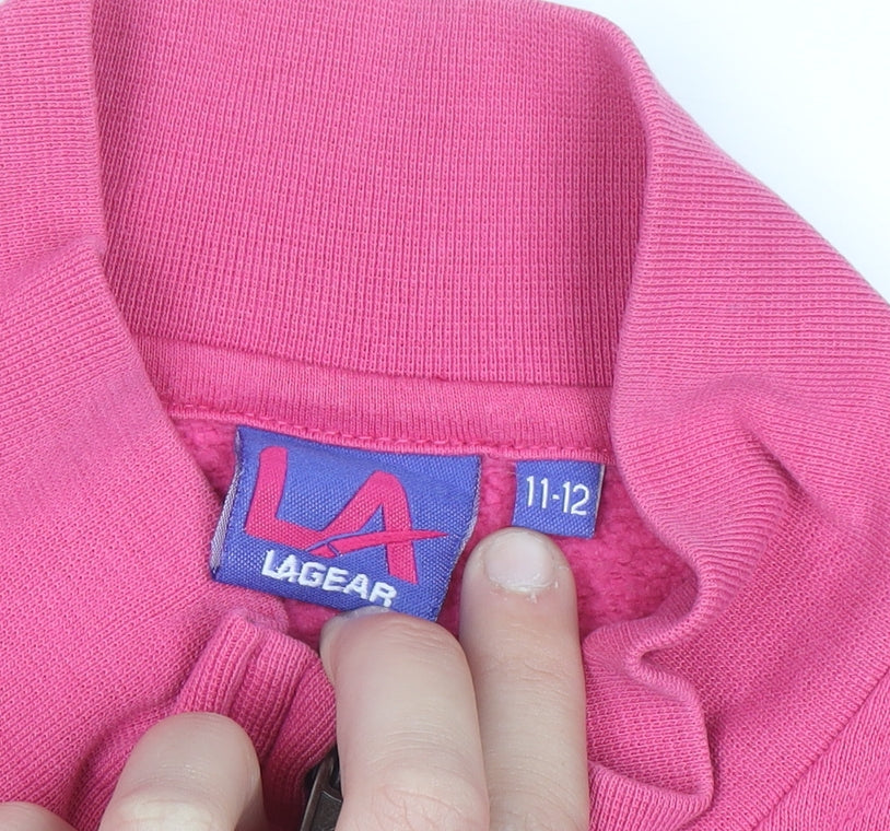 LA Gear Girls Pink Full Zip Fleece Sweatshirt 11-12 Years