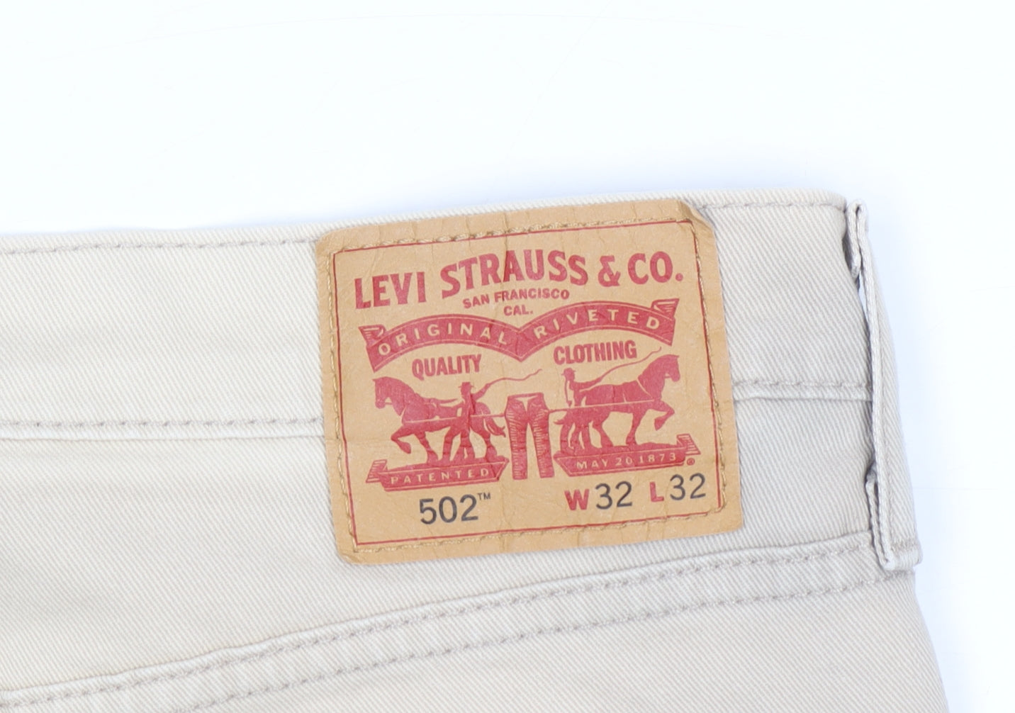 Levi's Men Beige 502 Regular Fit Straight Jeans W32 L32