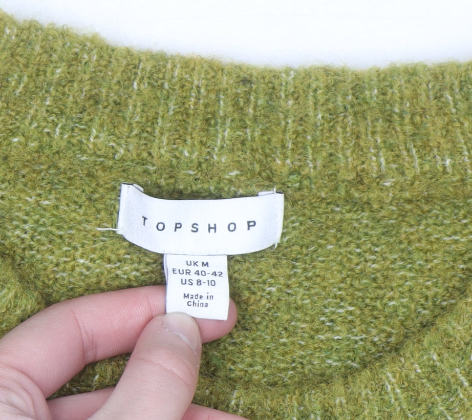 Topshop Women's Green Wool Blend Crew Neck Jumper Size M