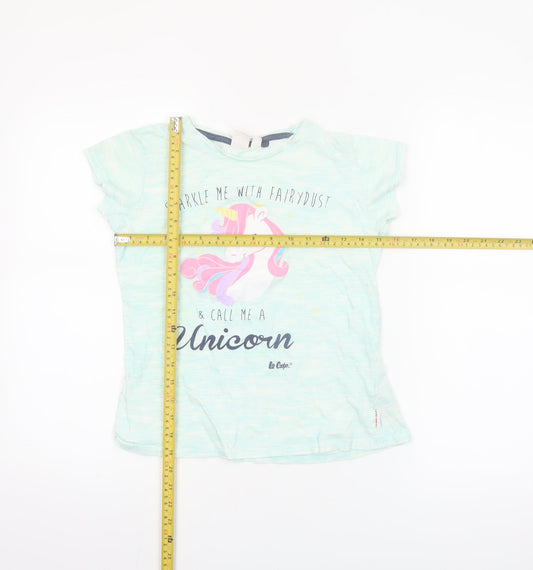 Lee Cooper Girls Blue Unicorn Graphic Short Sleeve T-Shirt 11-12 Years