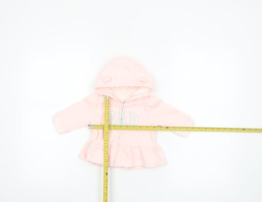 GAP Baby Girls Pink Hooded Full Zip Fleece Jacket 3-6 Months