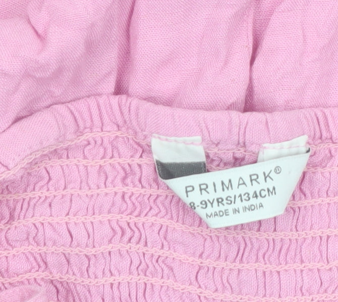 Primark Girls Pink Cotton Sleeveless Smocked Summer Tank Dress 8-9 Years