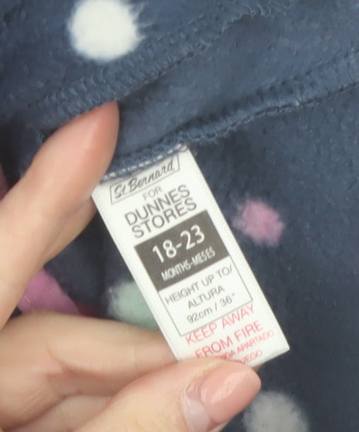 Dunnes Stores Girls Blue Polka Dot Fleece Zip Jacket 18-24 Months