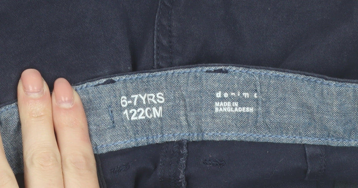 Additional view of Denim Co boys’ blue chino shorts 6-7 years cotton twill casual wear