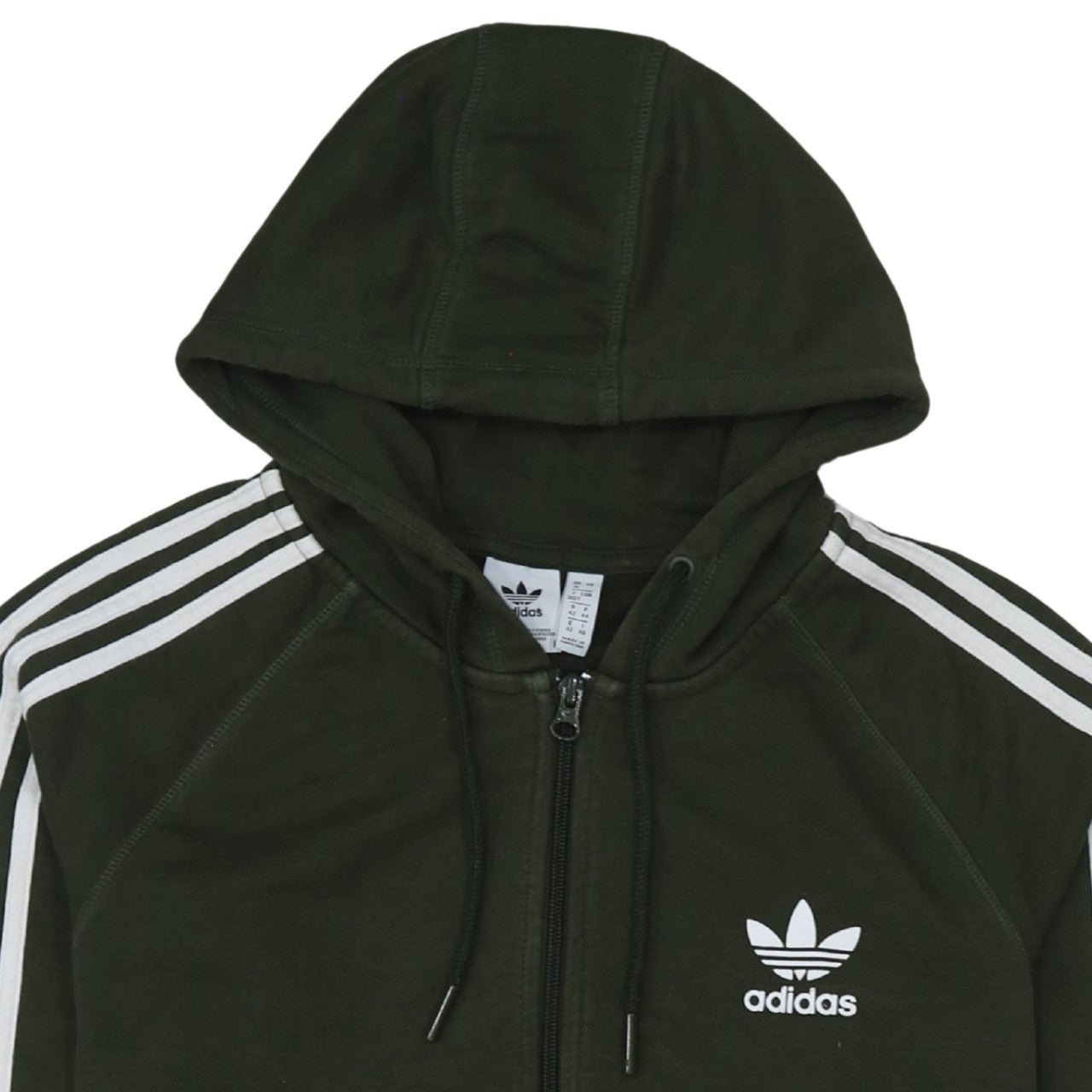Adidas Womens Green Full Zip Hoodie Size 16 Hooded Sweatshirt