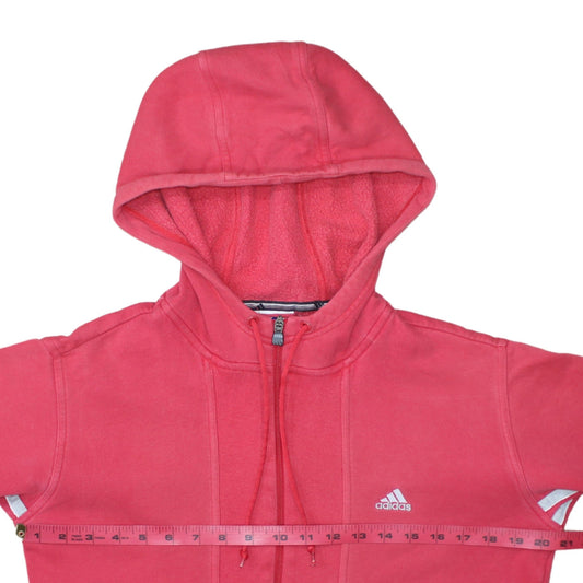Adidas Women Pink Full Zip Hoodie Fleece Lined Size M