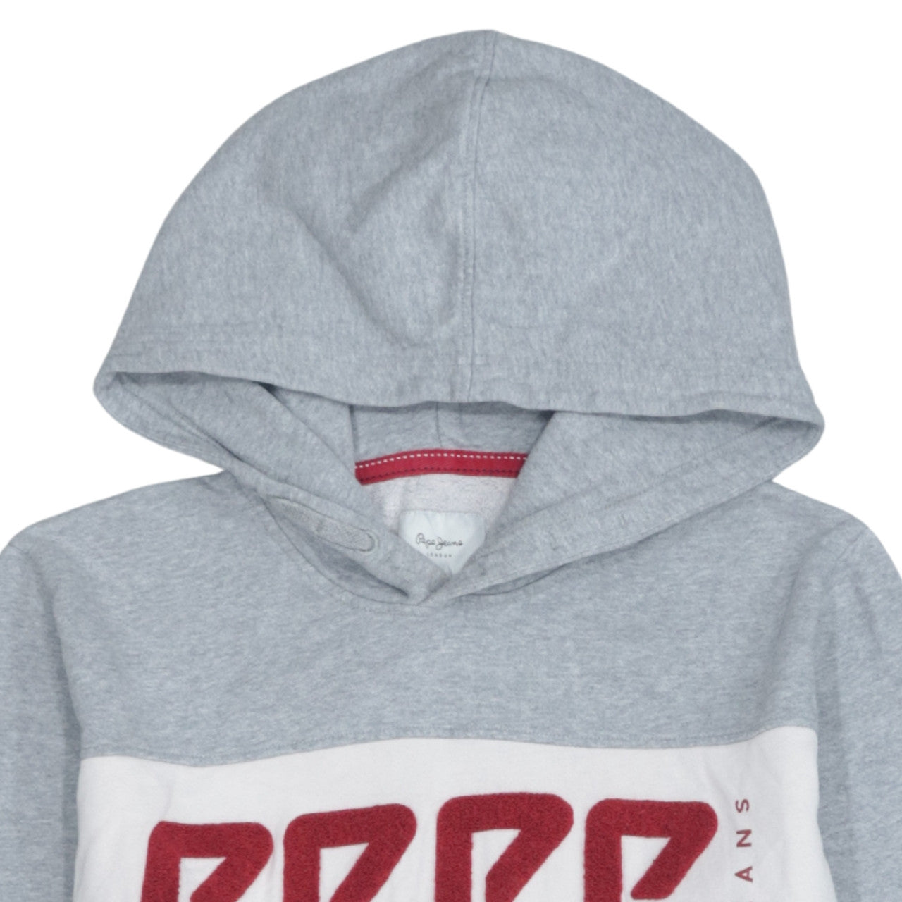 Additional view of Pepe Jeans boys’ grey red colourblock hoodie sweatshirt, size 18, years