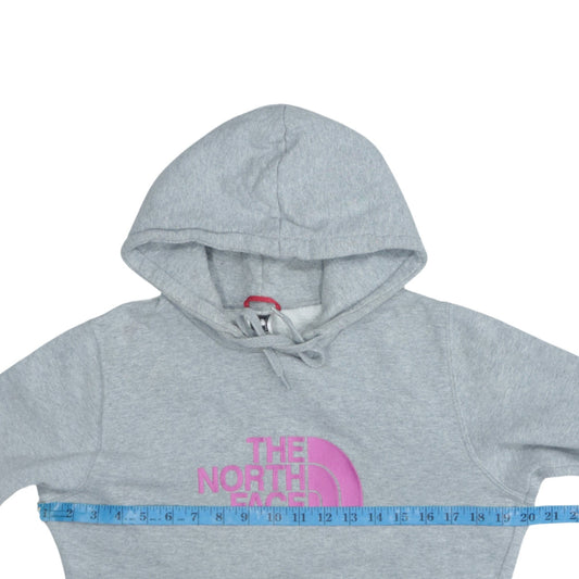 The North Face Womens Grey Pullover Hoodie M Logo Print Cotton Blend