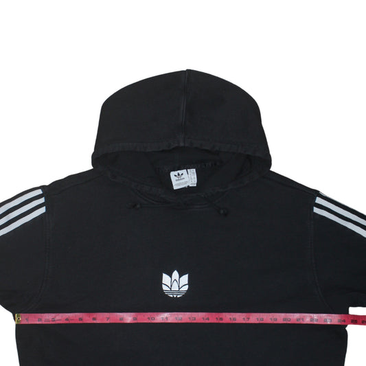 Adidas Womens Black Size 10 Pullover Hoodie with Stripes and Logo
