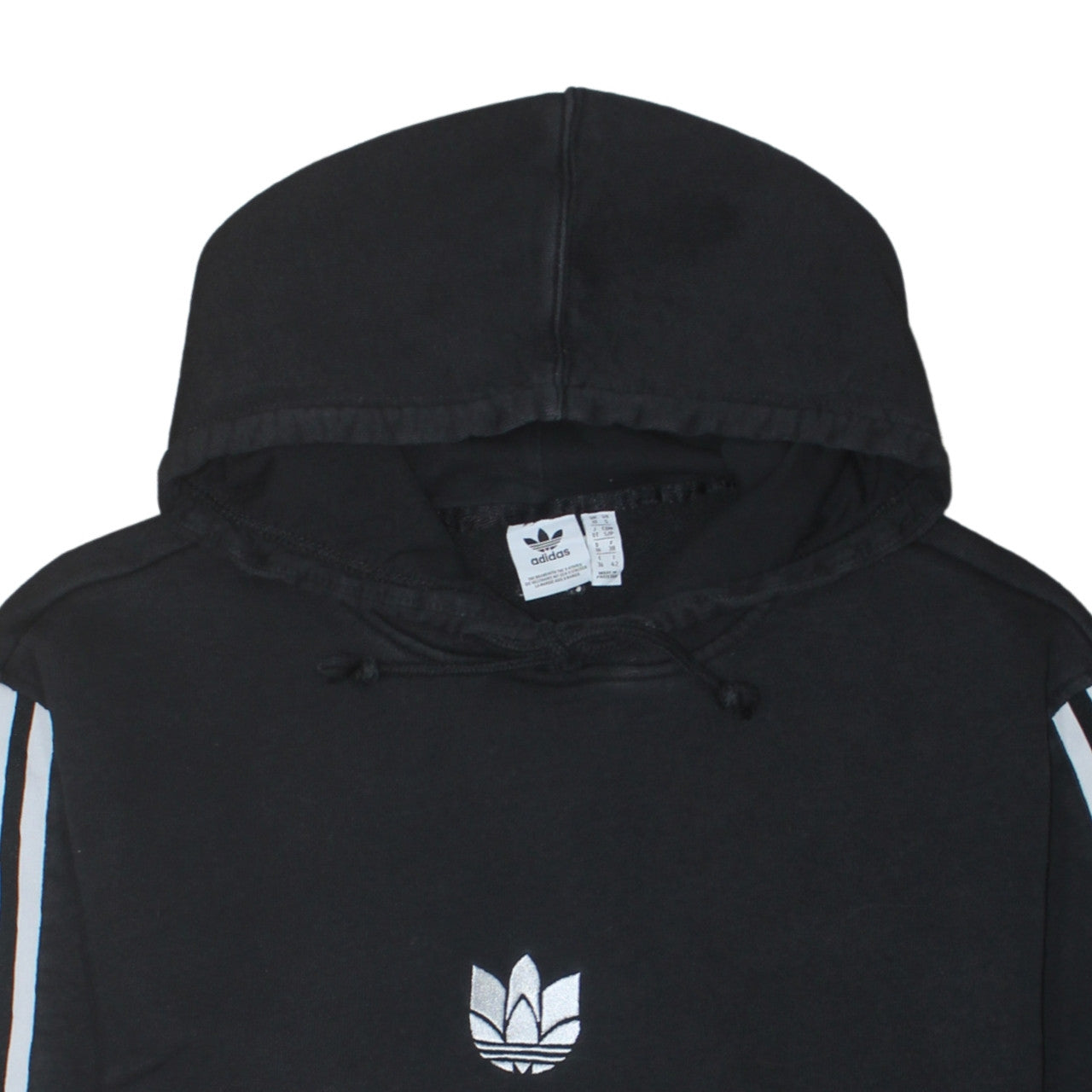 Adidas Womens Black Size 10 Pullover Hoodie with Stripes and Logo