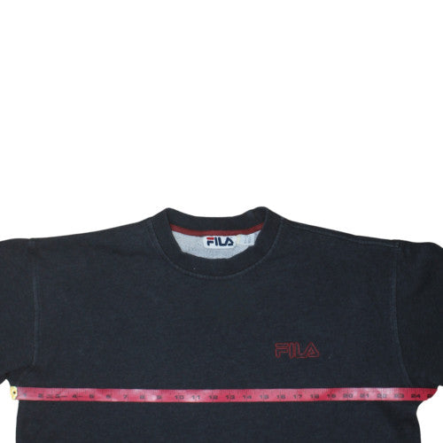 Fila Mens Grey Crew Neck Fleece Sweatshirt Size M Retro Style