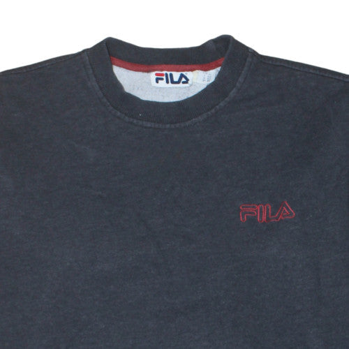 Additional view of Fila men’s grey crew neck fleece sweatshirt, size M, retro style