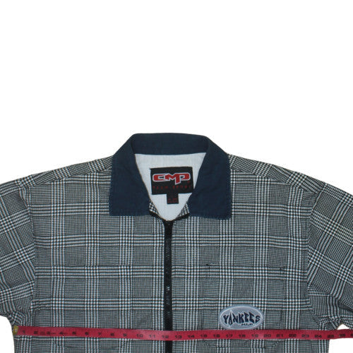 CMP Team Sport Men's Black Check Bomber Jacket L Cotton Yankees Style
