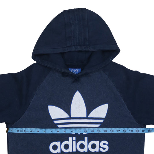 Adidas Men’s Blue Pullover Hoodie Size M Fleece Logo Sweatshirt