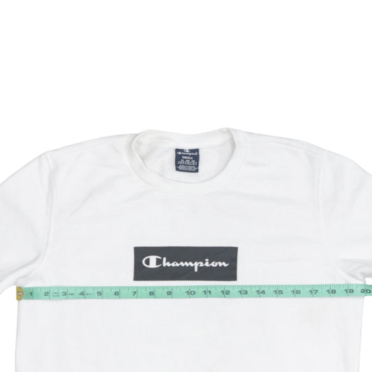 Champion Men's White Small Logo Pullover Sweatshirt