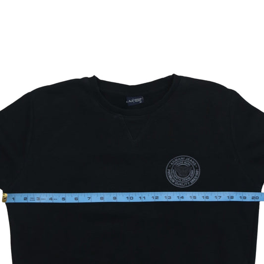 Armani Jeans Men's Black Crew Neck Logo Sweatshirt Size M