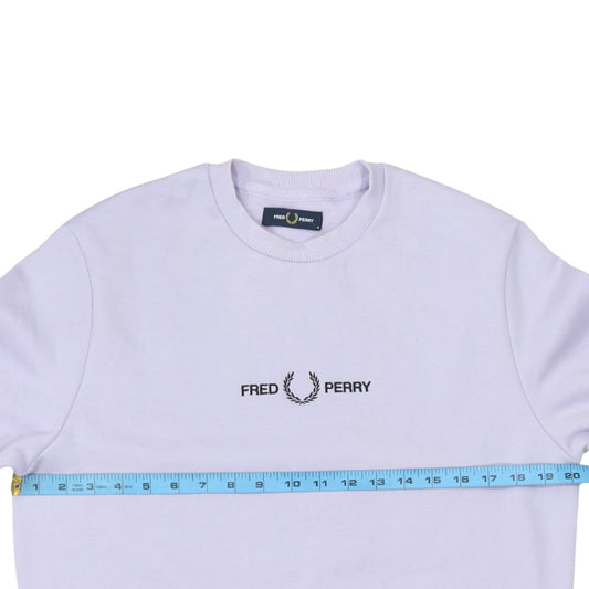 Fred Perry Women's Lilac Cotton Sweatshirt M Crew Neck Logo Pullover