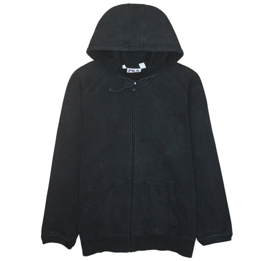 FILA Mens Black Full Zip Hoodie Sweatshirt M Fleece Lined Casual