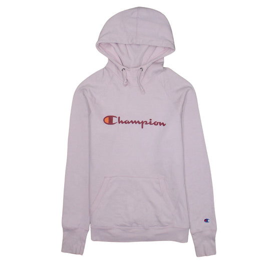 Champion Womens Pink Pullover Hoodie Medium Logo Graphic Cotton Blend
