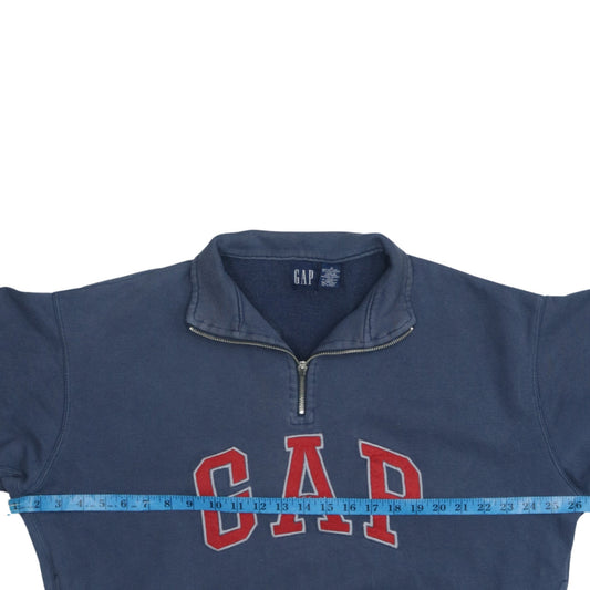 GAP Women Navy Blue 1/4 Zip Athletic Logo Sweatshirt Size S