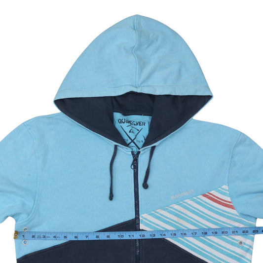 Quiksilver Men's Blue Colour Block Full Zip Hoodie Size XL