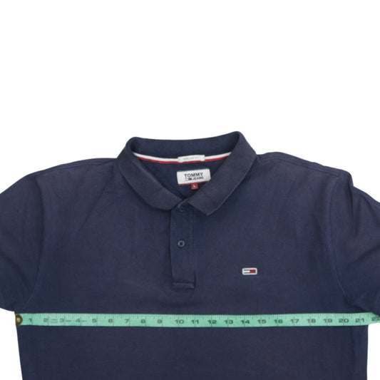 Tommy Jeans Men's Blue Regular Fit Cotton Polo Shirt L
