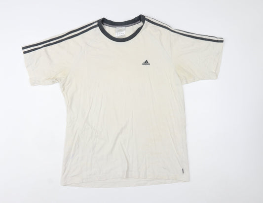 Adidas Men's White Crew Neck Short Sleeve Sports T-Shirt Size L