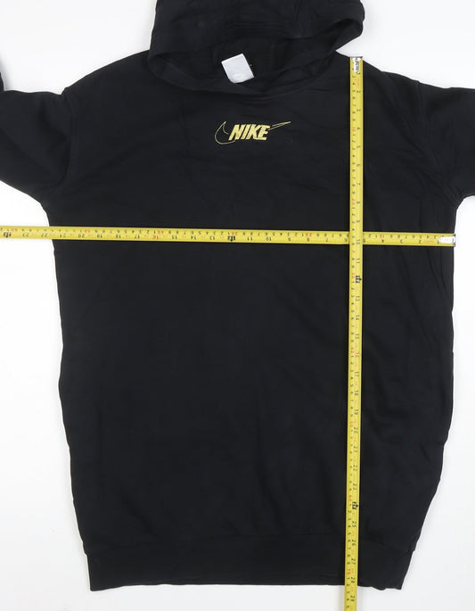 Nike Women Black Long Sleeve Pullover Hoodie L Cotton Blend