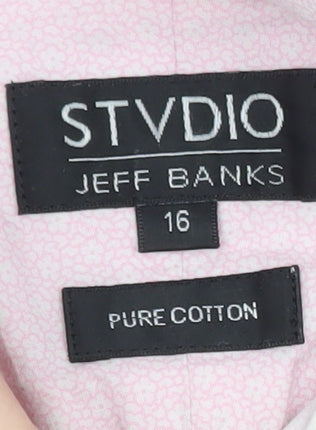 Jeff Banks Men’s Pink Pure Cotton Long Sleeve Button-Up Shirt Size 16