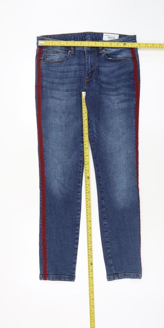 Khaadi Women Blue Skinny Jeans Size 8 Mid Rise Denim Stretch