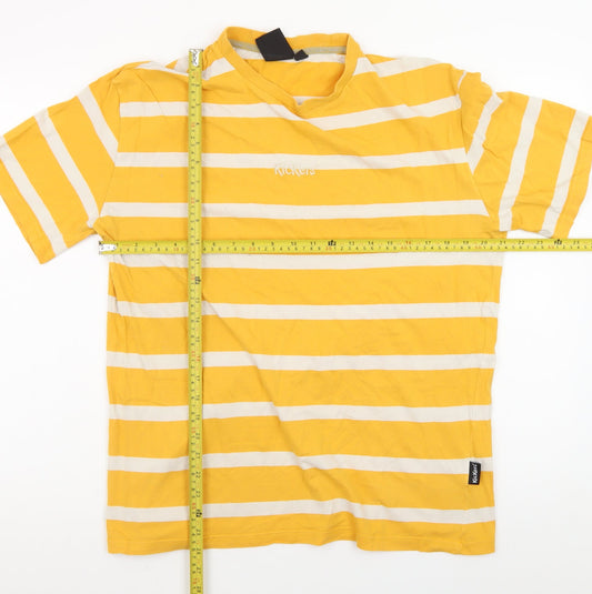 Kickers Men’s Yellow Striped Cotton Classic Short Sleeve T-Shirt M