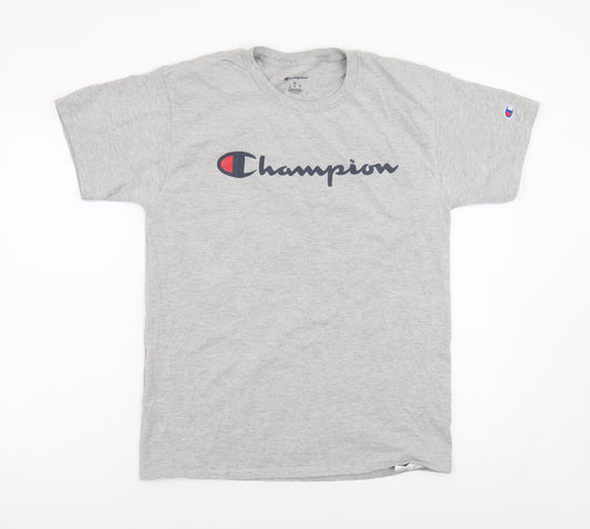 Champion Men's Grey Logo Graphic Short Sleeve T-Shirt Size M
