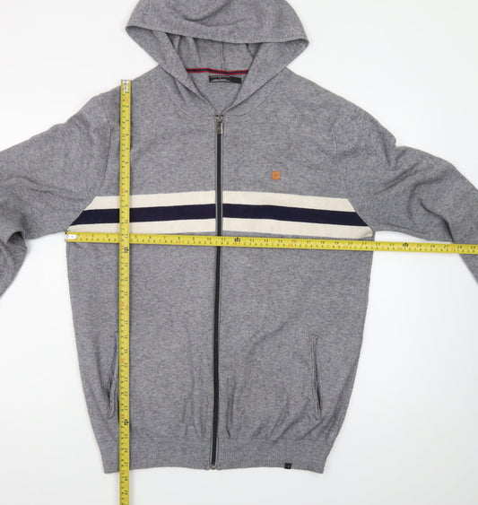 Roberto Torretta Mens Grey Full Zip Hoodie L Viscose Nylon Blend