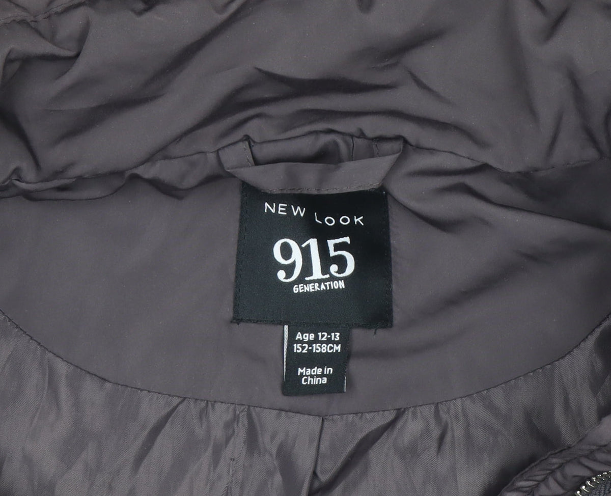 Additional view of New Look 915 girls’ brown faux fur hooded puffer jacket age 12-13 years