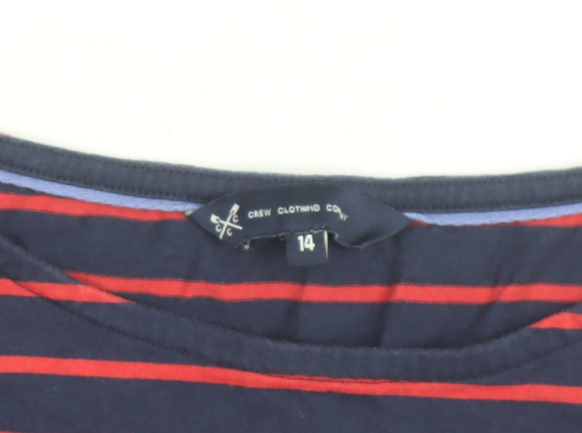 Additional view of Crew Clothing Navy Red Striped 3/4 Sleeve Cotton T-Shirt, size 14