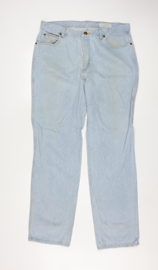 Wrangler Mens Blue 36 Straight Leg Denim Jeans Vintage Style