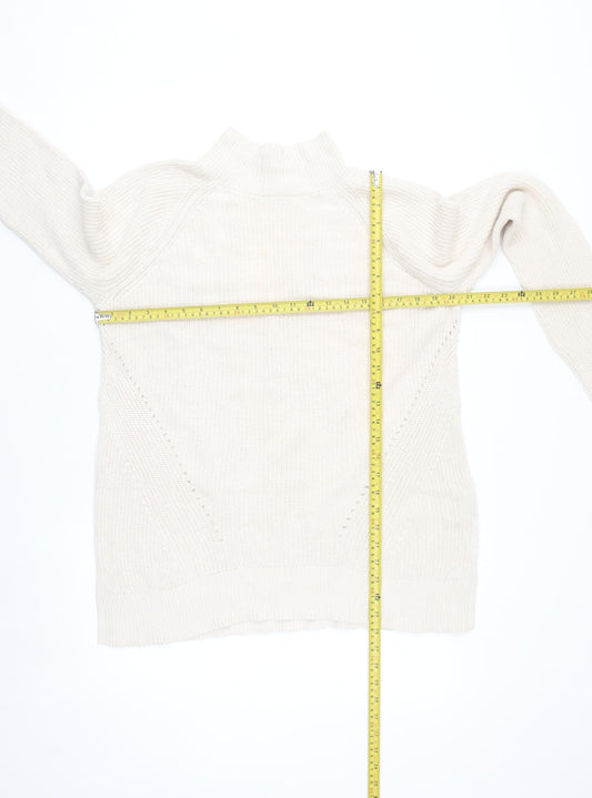 GAP Women Ivory Cotton High Neck Chunky Knit Jumper Size L
