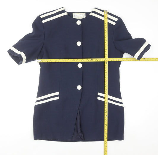 Boulevard Collections Women's Blue Size 14 Short Sleeve Single Breasted Suit Jacket