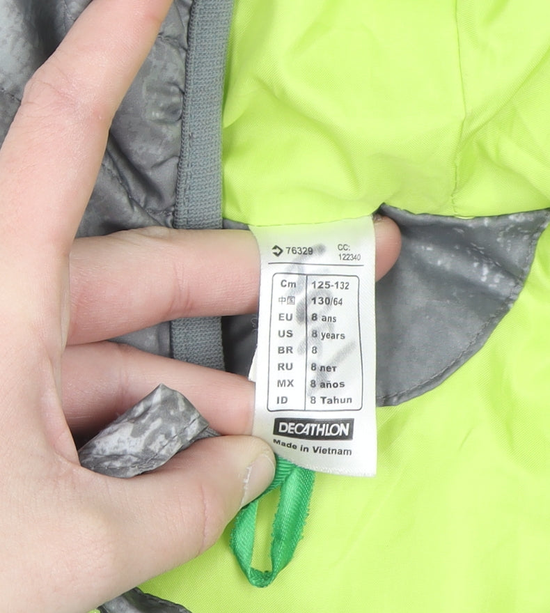 Additional view of Decathlon boys’ grey hooded puffer bodywarmer 8 years lightweight outdoor vest