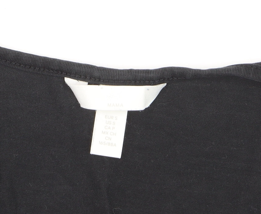 H&M Maternity Black Wrap Jersey Long Sleeve V-Neck Blouse Size 8