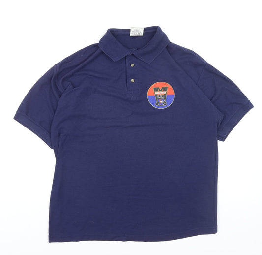 Promo Style Men's Blue L Logo Polo Shirt Short Sleeve Regular Fit